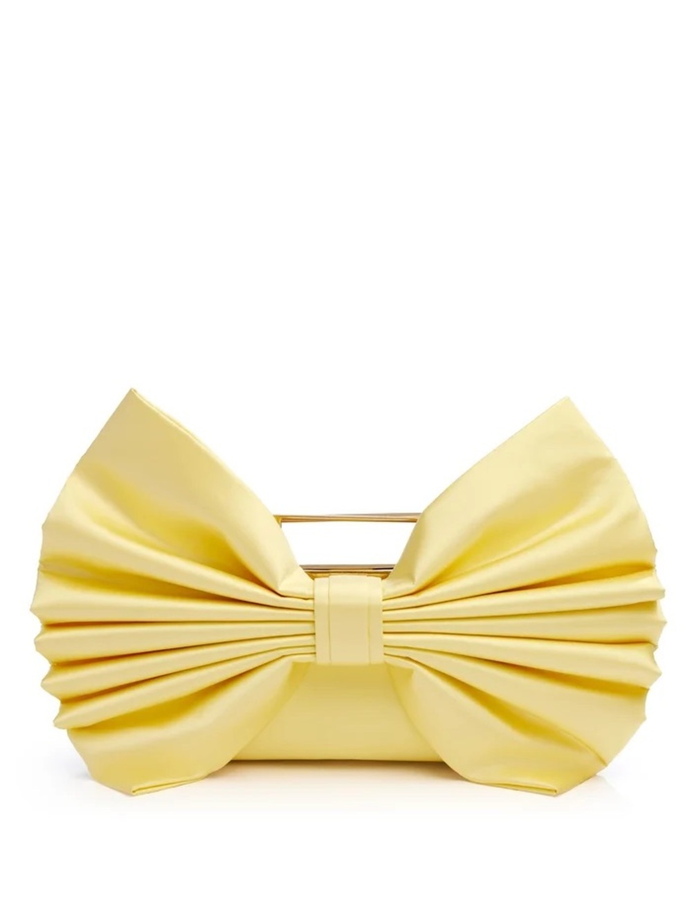 NWT ALICE + OLIVIA SEMIRA BOW CLUTCH BAG BUTTER YELLOW